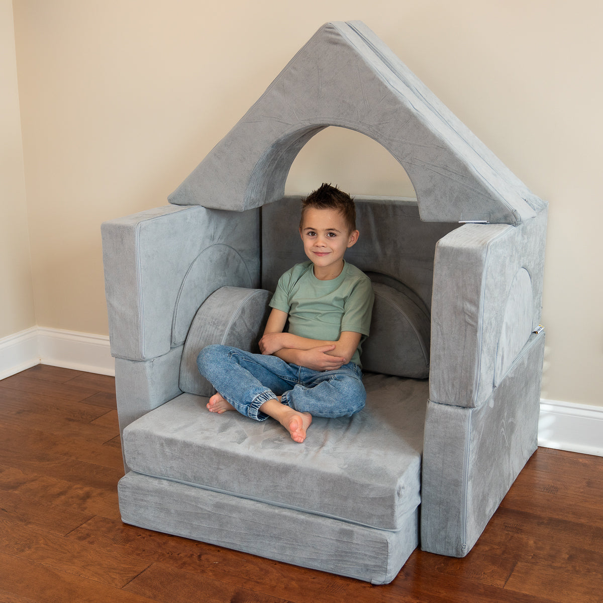 Children's Modular Building Fort and Play Couch (Grey)