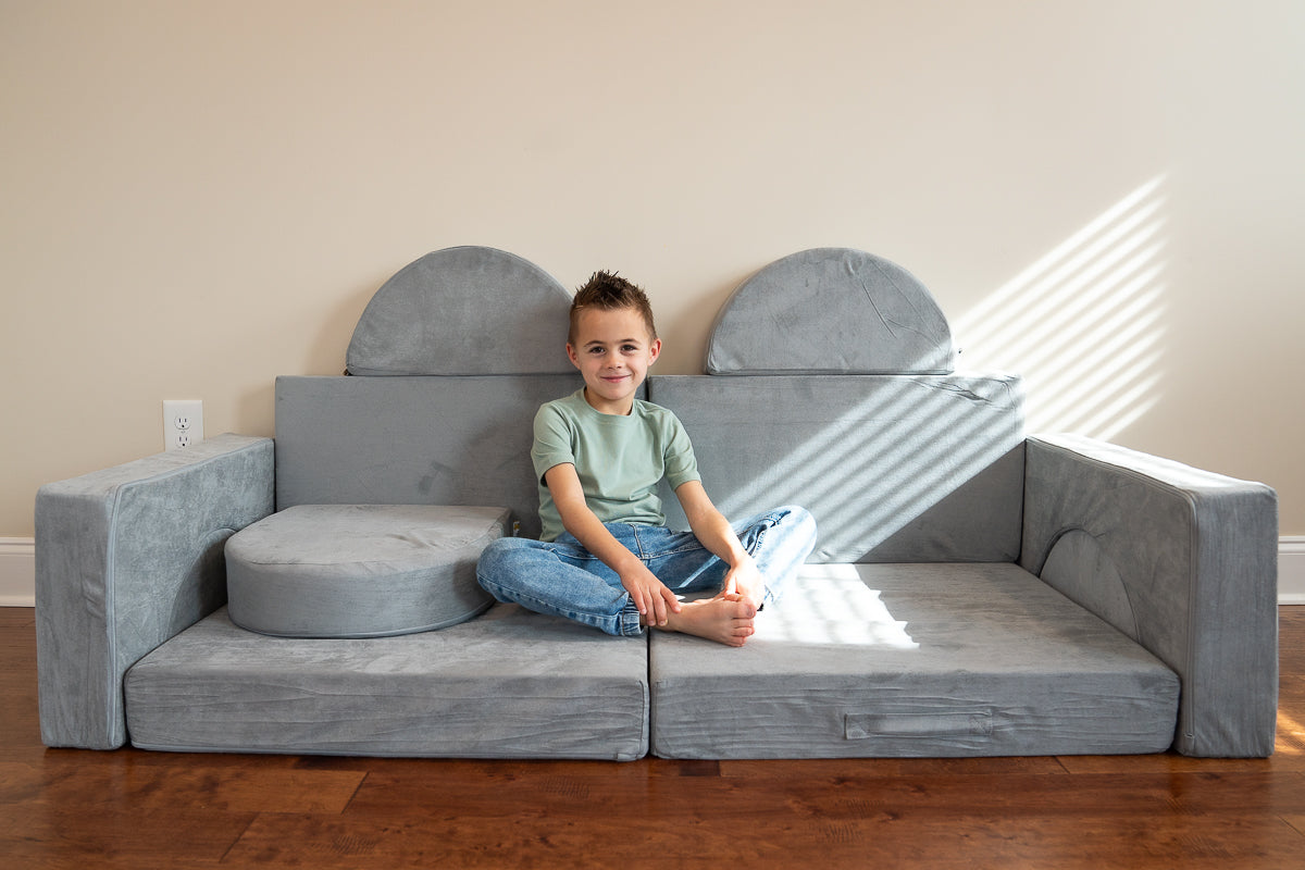 Children's Modular Building Fort and Play Couch (Grey)