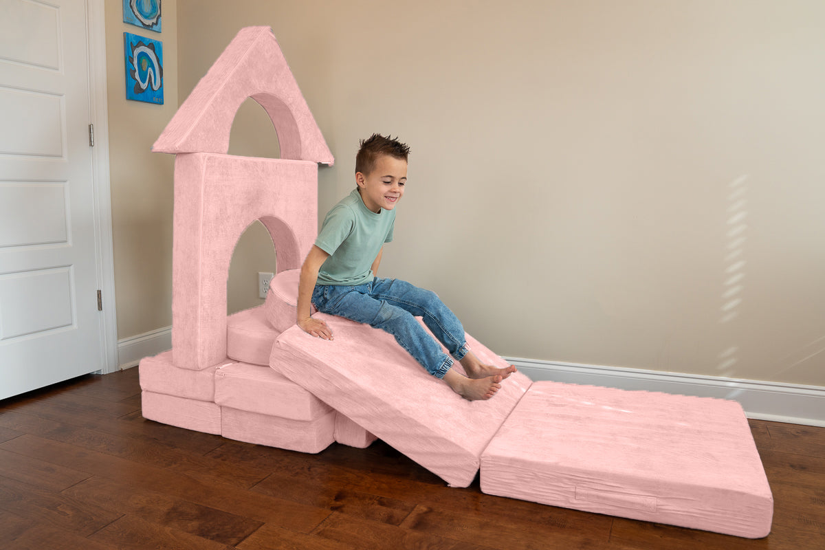 Kids Modular Building Fort and Play Couch (Pink)