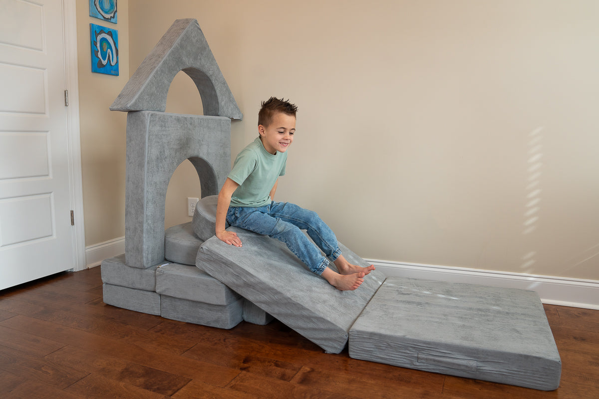 Children's Modular Building Fort and Play Couch (Grey)