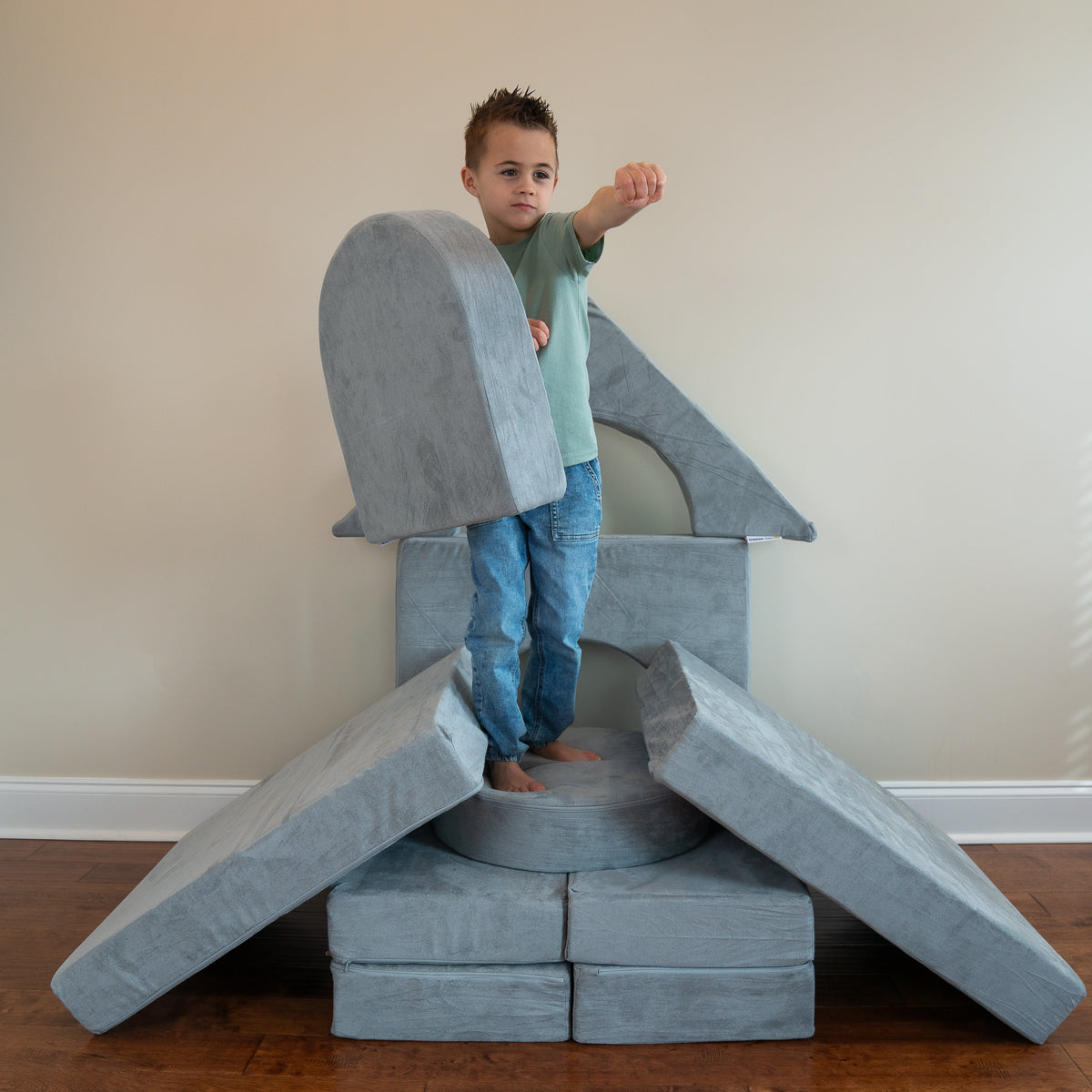 Children's Modular Building Fort and Play Couch (Grey)