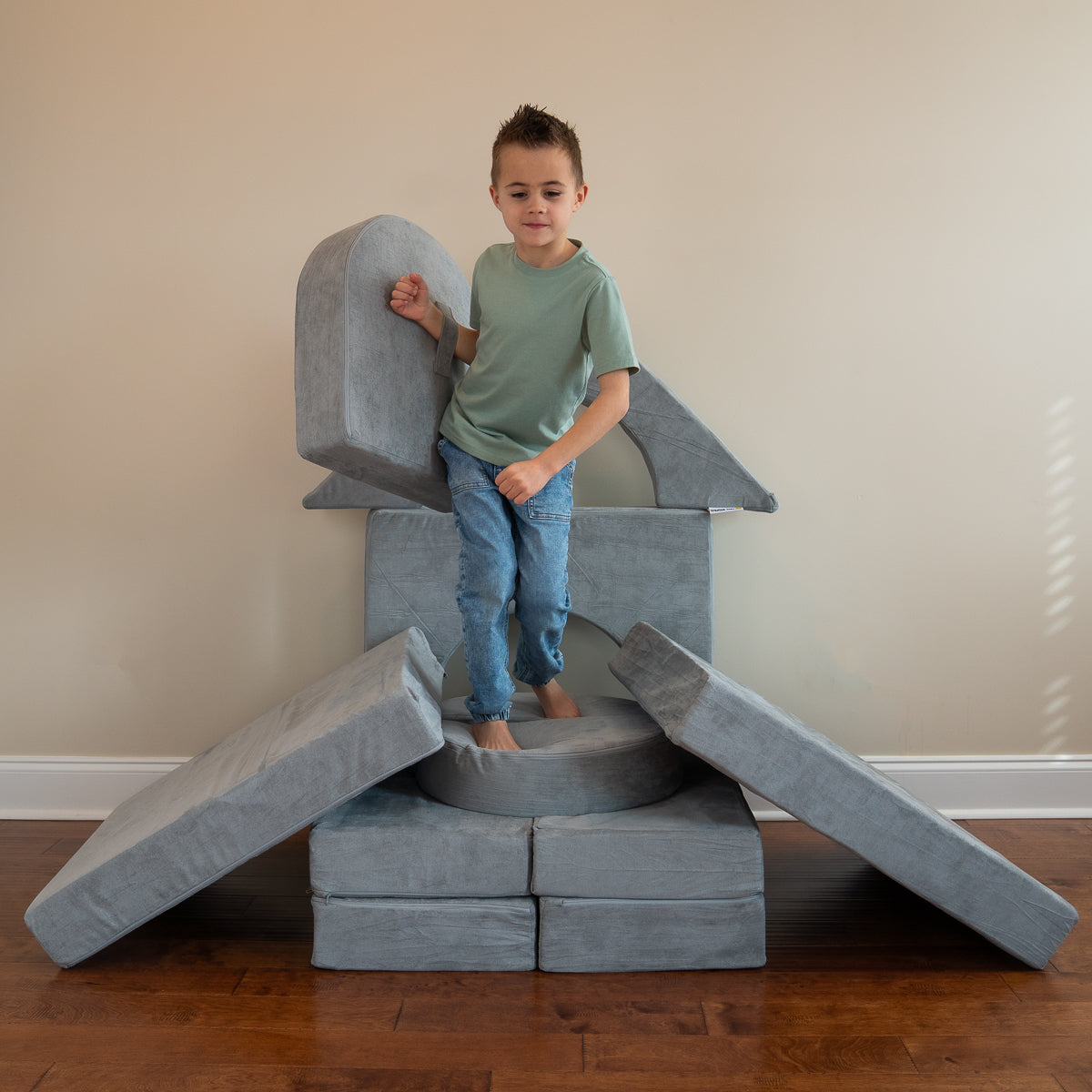 Children's Modular Building Fort and Play Couch (Grey)