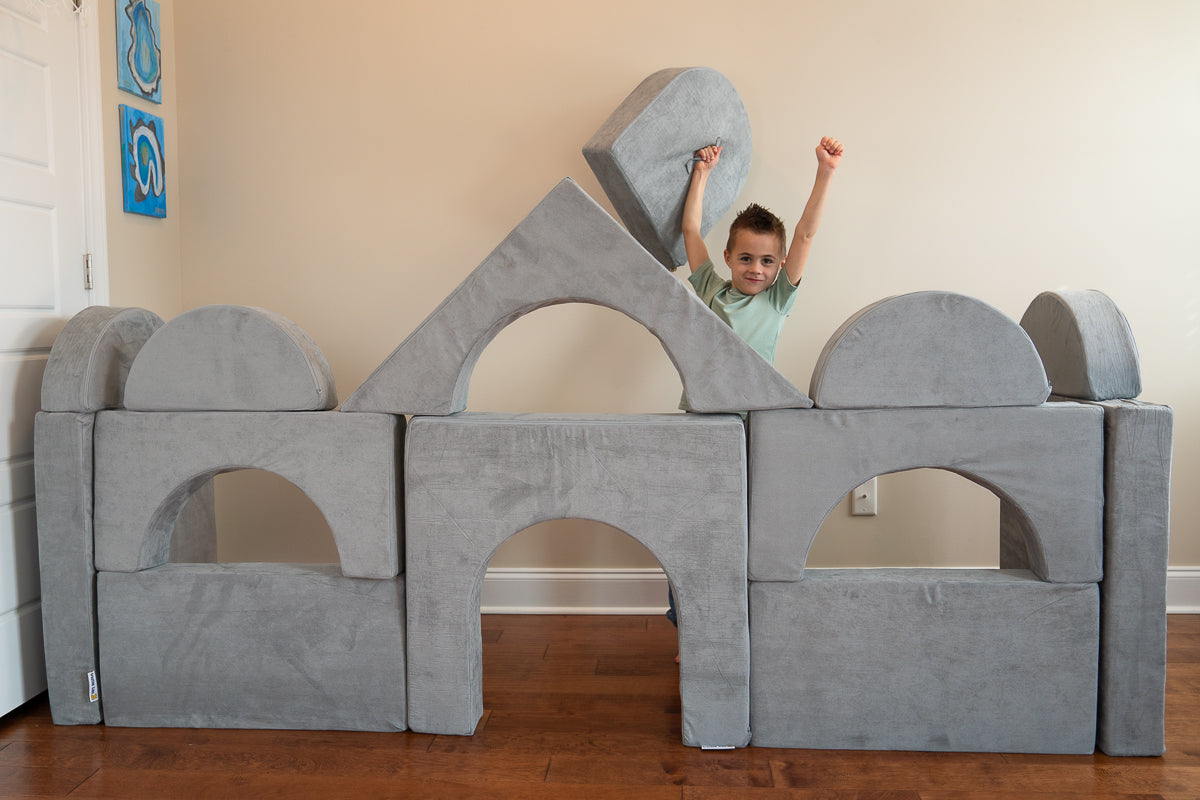 Children's Modular Building Fort and Play Couch (Grey)