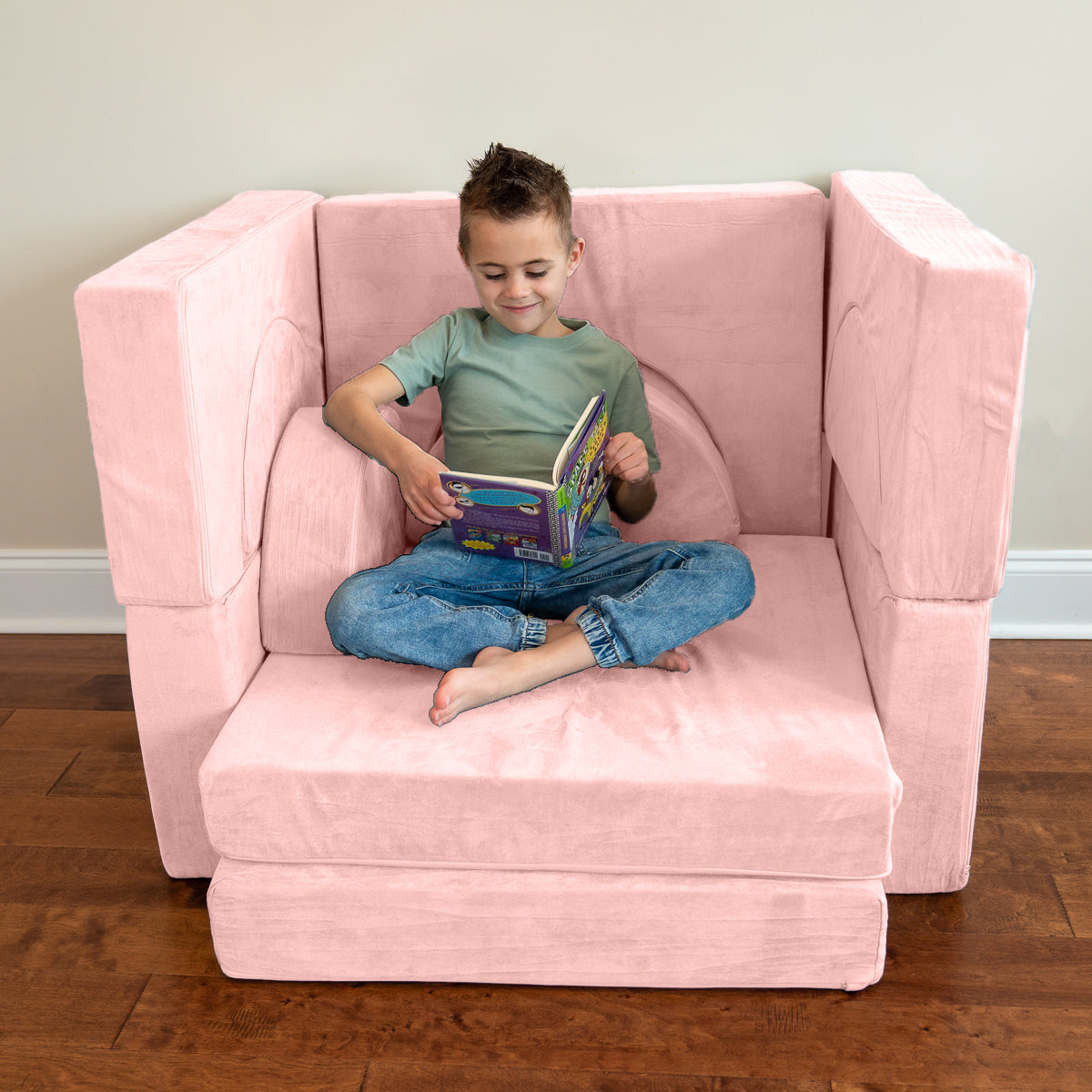 Kids Modular Building Fort and Play Couch (Pink)
