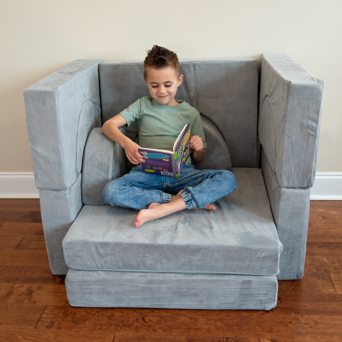 Children's Modular Building Fort and Play Couch (Grey)