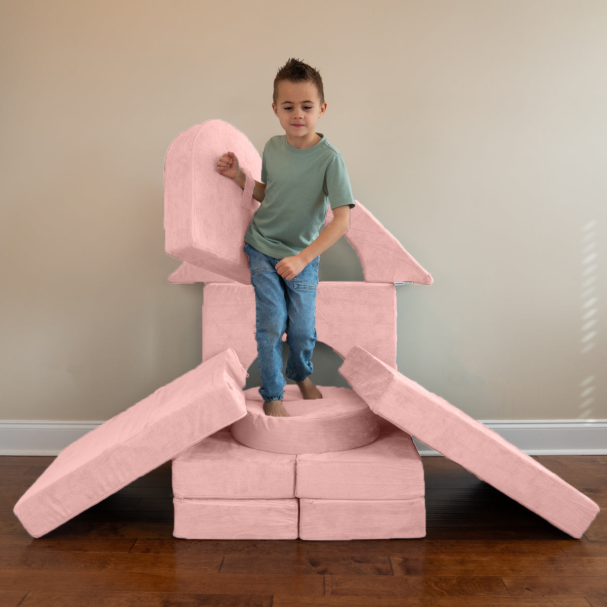 Kids Modular Building Fort and Play Couch (Pink)