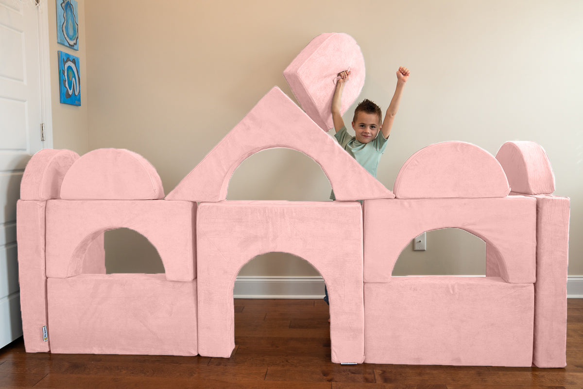 Kids Modular Building Fort and Play Couch (Pink)