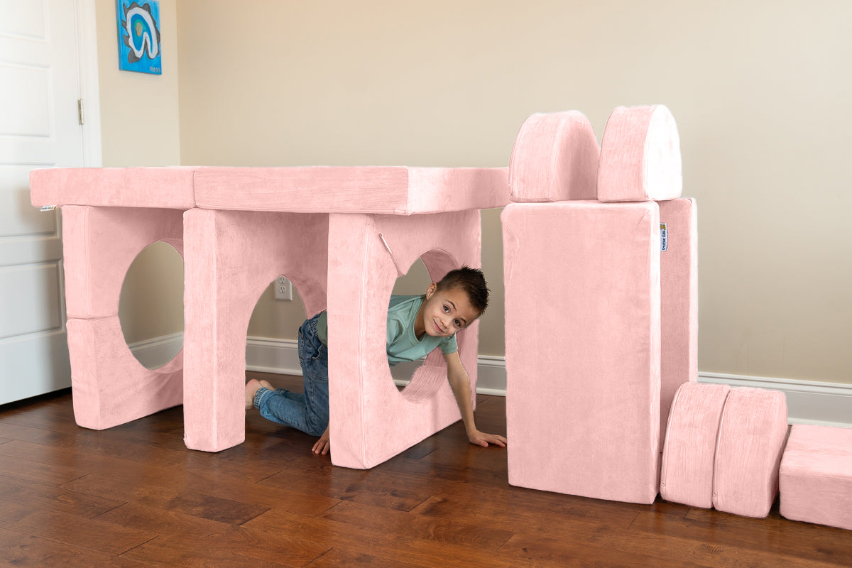 Kids Modular Building Fort and Play Couch (Pink)